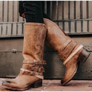 Freebird By Steven Drove Distressed Boot Leather Brown Size 10 US